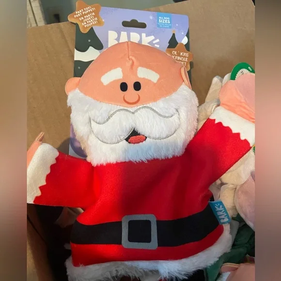 NEW BARK box Dog Chew puppet for all dogs Squeaker Holiday Santa Kris Kringle - Picture 1 of 2